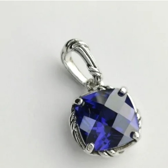 NEW Sterling silver cable design Sapphire pendant for necklace - Picture 1 of 5